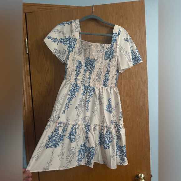 SHEIN Smocked Dress with Blue Floral Design - Picture 2 of 7